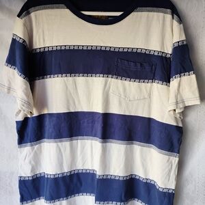 Lucky Brand Blue and White Striped Short Sleeve Tee